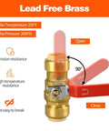 Two Pack Three Quarters Inch Push Fit Ball Valve With Disconnect Clip Full Port Push To Connect Water Shut Off Valve 90-degree rotation