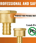 Six Pack Half Inch Pex To Half Inch Female NPT Brass Fittings Lead Free PEX B Adapters Drinking Water Safe NSF ANSI 61 Certified ASTM F1807 Compliant High Quality Brass Plumbing Connectors
