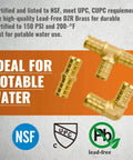 Sungator Pex Fittings 1/2 Inch 36 Piece Set Elbows Tees Couplings For Pex Pipe Lead Free Brass ASTM F1807 NSF ANSI 61