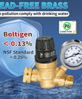 Heavy Duty RV Water Pressure Regulator With Built In Gauge And Adjustable Handwheel For Campers And Travel Trailers Lead Free Brass