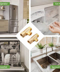 Lead Free Brass Three Eighth Inch Angle Stop Add A Tee Compression Tee Valve With Three Eighth Inch Inlet And Outlet Connections Two Pack For Residential And Commercial Potable Water Applications, shown in kitchen and appliance settings.