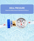 Lead Free Brass Water Pressure Regulator For RVs And Campers MeasureMan Three Quarter Inch Garden Hose Thread GHT with Dial Gauge