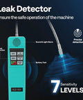 Leak detector from Dual Stage 110V 1 HP HVAC Vacuum Pump With 9.6 CFM Flow and 4 Way Manifold Gauge Kit, highlighting detection features.
