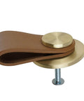 Leather Drawer Pulls Set Of 6 In Brass Brown For Wardrobe Kitchen And Bathroom Cabinets, genuine leather strap with zinc alloy button