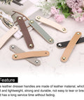 Four Pack Leather Drawer Pulls With Screws For Dressers And Cabinets Double Hole Design 96mm Hole Spacing Cream And Silver Finish