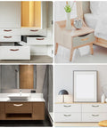 Collage of furniture with Leather Drawer Pulls Set 6 Pack With Double Hole Design And Screws Included Blue And Gold 96mm Hole Spacing