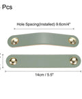 Leather Drawer Pulls Set 6 Pack With Double Hole Design And Screws Included Blue And Gold 96mm Hole Spacing for dressers and cupboards.