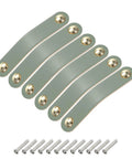 Leather Drawer Pulls Set 6 Pack With Double Hole Design And Screws Included Blue And Gold 96mm for Dressers Drawers Closets Cupboards