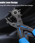 Leather Hole Puncher Kit With Six Hole Sizes 2mm To 4.5mm for Belts Watches Shoes Crafting and Fabric, close-up of ergonomic design