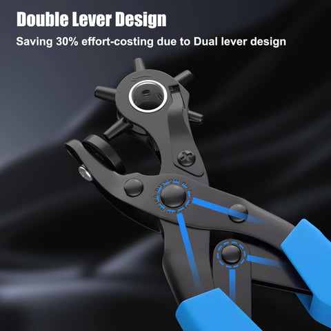 Leather Hole Puncher Kit With Six Hole Sizes 2mm To 4.5mm for Belts Watches Shoes Crafting and Fabric, close-up of ergonomic design