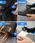 Leather Hole Puncher Kit With Six Hole Sizes 2mm To 4.5mm for Belts, Watches, Shoes, Crafting, and Fabric in use on belt, shoe, bag, and card.