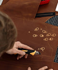 Rotatable Ball Post Head Buttons Set of 12 Pieces With D Ring Metal Rings on leather craft project in process