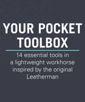Leatherman Bond 14 In 1 Lightweight Multi Tool for Camping Hiking and Everyday Carry EDC Made in USA graphic with text 'Your Pocket Toolbox'