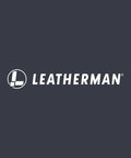 Leatherman logo in white on dark background, representing Leatherman Micra Keychain Multi Tool With Scissors And Knife Compact Stainless Steel EDC Tool.