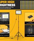 Massive 20000LM LED Work Lights With Stand For Dewalt Battery, two-pack, tripod mount, USB ports, brightness adjustment