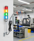 4-Stack LED Andon Tower Signal Light For Industrial Workstations And Production Lines With Red Yellow Green Blue Indicators in use, IP65 Rated