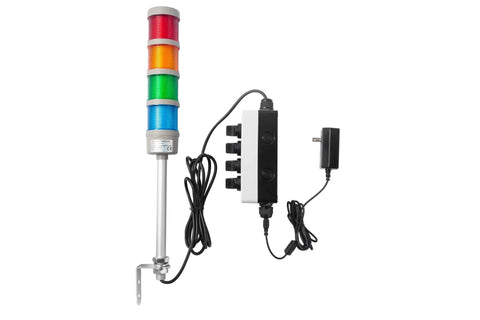 4-Stack LED Andon Tower Signal Light For Industrial Workstations And Production Lines With Red Yellow Green Blue Indicators, On Off