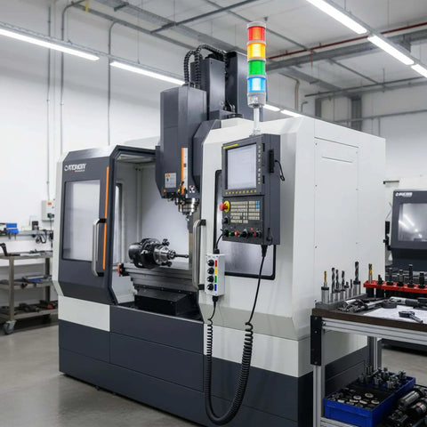 Industrial workstation with 4-Stack LED Andon Tower Signal Light For Industrial Workstations And Production Lines With Red Yellow Green Blue Indicators