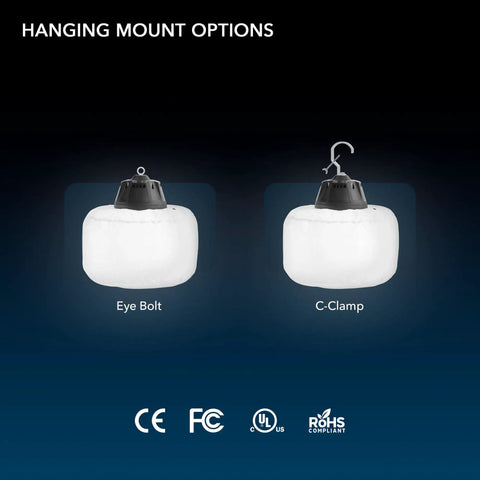 60W LED Balloon Light With Tripod For Outdoor Events By E Z UP hanging options with eye bolt and C-clamp attachments