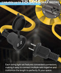 Close-up of connectors for Bright 50 Foot LED Construction String Lights With Five Bulbs And Climbing Hooks IP65 Waterproof Linkable Work Lights