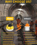 Comparison of industrial LED lights in a mining tunnel showcasing durability and energy efficiency for Industrial Grade LED Construction String Lights For Job Sites 100 Ft 10 Bulbs 10000LM Output Weatherproof And Linkable 5000K Super Bright For Mining Patios And Outdoor Work Muasdae.