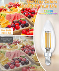 Dimmable LED E12 Candelabra Bulbs For Chandeliers That Replaces 60W Incandescent, 2700K Soft White, 90 Plus CRI Comparison
