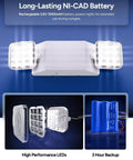 Six Pack LED Emergency Lights For Business With Backup Battery And 90 Minute Run Time, Wall Mount, Hard Wired, 120 To 277V