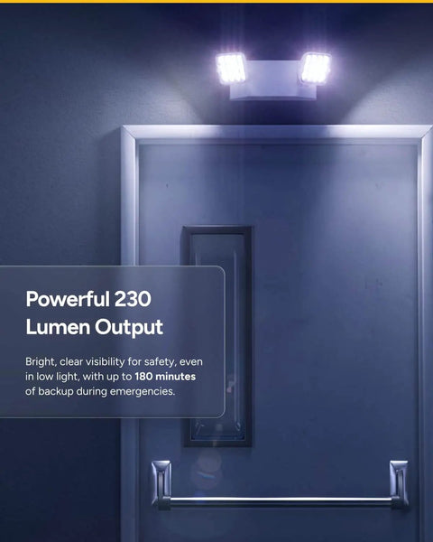 Six Pack LED Emergency Lights For Business With Backup Battery And 90 Minute Run Time, Wall Mount, Hard Wired installed above door