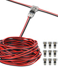65.6ft 22 AWG LED Extension Cable With 12 Piece 3 Way T Tap Wire Connectors No Wire Stripping Low Voltage Kit