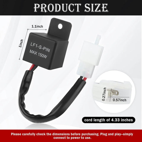 LED Flasher Relay For Motorcycle Turn Signals 12V Two Wire Two Pin Electronic Blinker size and dimensions