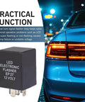 5 Pin LED Flasher Relay For Hyper Flash Fix Plug And Play No Fuss Install with car taillight in background
