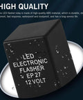 5 Pin LED Flasher Relay For Hyper Flash Fix Plug And Play No Fuss Install Durable ABS Housing with text "LED ELECTRONIC FLASHER EP 27 12 VOLT"