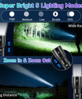 Rechargeable LED Flashlight 2 Pack High Lumens Handheld Tactical Torch With LCD Power Display used outdoors at night