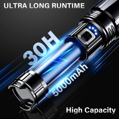 Rechargeable LED Flashlight 99000 Lumens Ultra Bright Zoomable Head USB C Fast Charge 5000mAh Two Pack IPX7 Waterproof