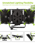 Ultra Bright 150W LED Outdoor Flood Light With 15000 Lumens, 6000K Daylight White, IP66 Waterproof, 3 Heads, Adjustable Pivots