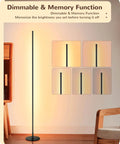 Set Of 2 Tall LED Corner Floor Lamps With Remote Dimmable 7 Color Temperatures From 2700K To 6000K 57.5 Inch Black Finish