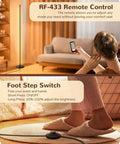 Set Of 2 Tall LED Corner Floor Lamps With Remote Dimmable 7 Color Temperatures 2700K To 6000K in use with foot switch