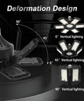 4 Pack LED Garage Light 200W 20000LM 6500K Shop Lights With 6 Plus 1 Deformable Panels Screw In E26 E27 Socket design