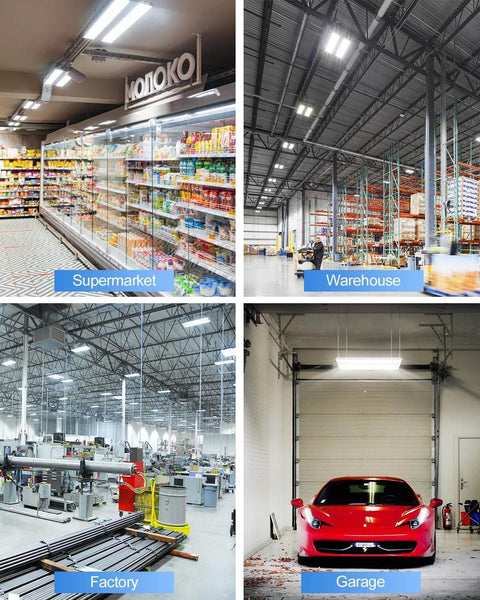 Installation of Seriously Bright 480V 300W LED Linear High Bay Light in supermarket, warehouse, factory, and garage