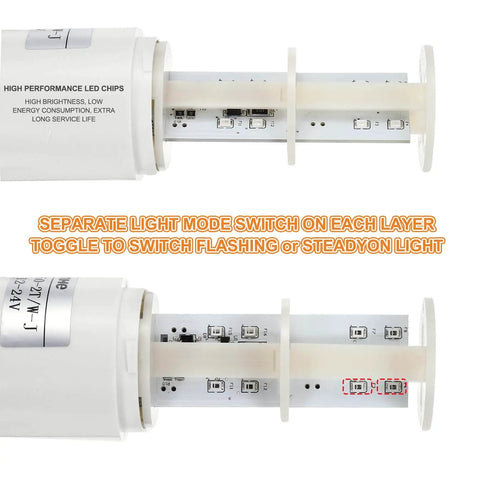 2 Layer LED Warning Signal Light Tower With Built In Buzzer 12 To 24V 10A Industrial Stack Light showing internal components