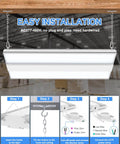 Installation guide for Seriously Bright 480V 300W LED Linear High Bay Light in warehouse with wiring steps shown.