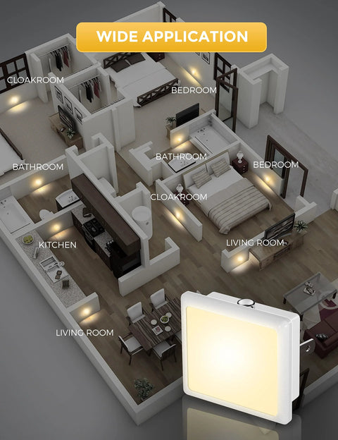 Led Night Light 2 Pack Plug In Wall Dusk To Dawn Auto On Off 3000K Soft White illuminating floor plan with wide application