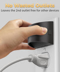 Plugging Two Pack Led Night Light Plug In With Dusk To Dawn Sensor Three Level Brightness into wall outlet, leaving space for cords.