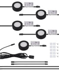 Wired LED Puck Lights For Cabinets 120V Plug In Lighting Warm White Surface Or Recess Mount Black Finish 2.7W Each