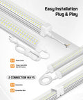 Ultra Bright 8 Foot LED Shop Light Fixture Kit With 100W Power 15000 Lumens 5000K Daylight For Garage Workshop And Warehouse Hang or Surface Mount V Shape Four Row Design OnlyLux 10 Pack