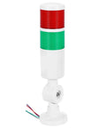 Front view of 2 Layer Led Warning Light Tower With Loud Buzzer For Industrial Machinery 12 To 24 Volt 10 Amp Column Signal Tower With Steady Light Four Wire White By Patikil on stand