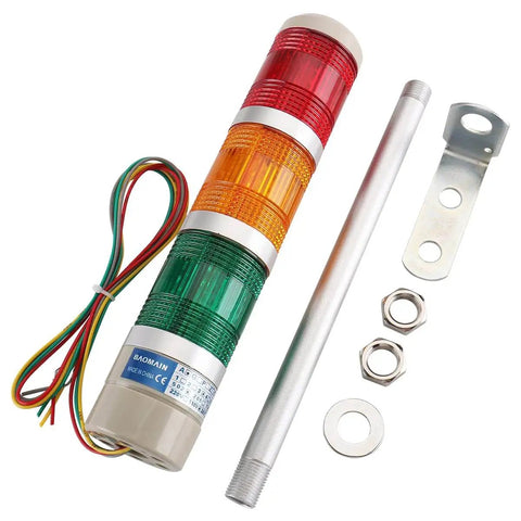 Industrial Signal Light Tower LED Indicator LTA-502T Baomain, Continuous Red Green Yellow Warning Light For DC 24V with accessories
