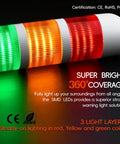 3 Layer LED Signal Tower Light With Rotatable Base And 85dB Buzzer, Industrial Warning Lamp, 24V DC And AC Red Yellow Green