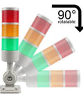 Industrial LED Signal Tower Light With Rotatable Base And 90dB Buzzer, Two Layer Andon Tower Lamp, side view showing rotation.