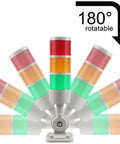 Industrial Signal Tower LED Stack Light With Rotatable Base 110V 220V AC Power No Buzzer 1 Layer Steady Or Flash Mode